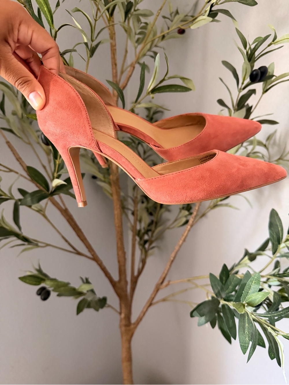 Banana Republic Coral Suede Pointed D'Orsay Heels